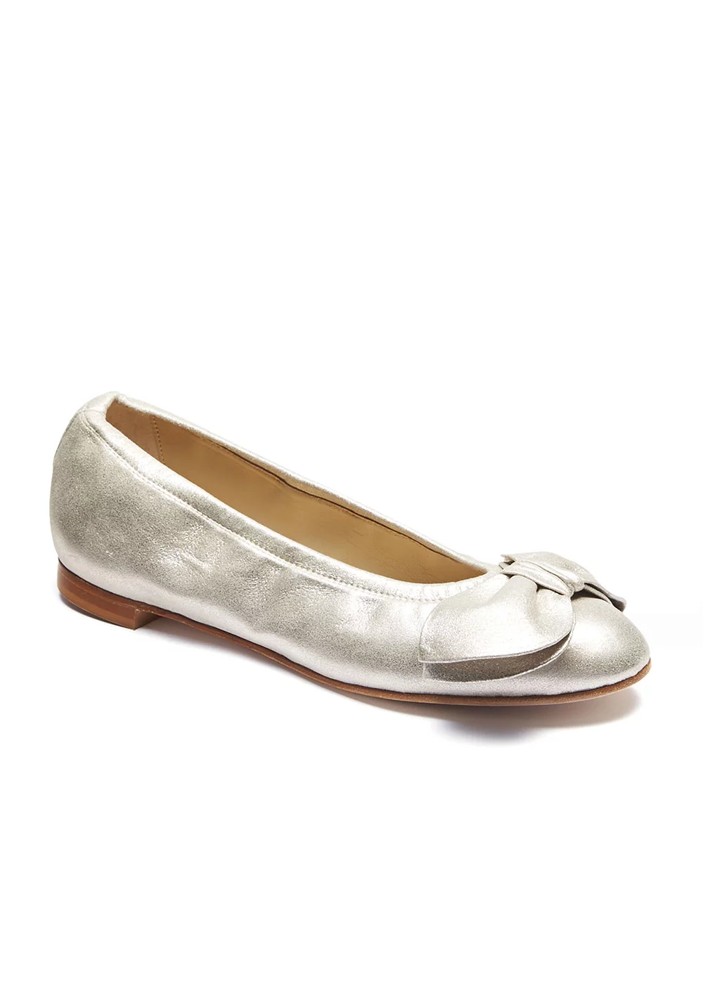 BALLERINE NOEUD CUIR PLATINE