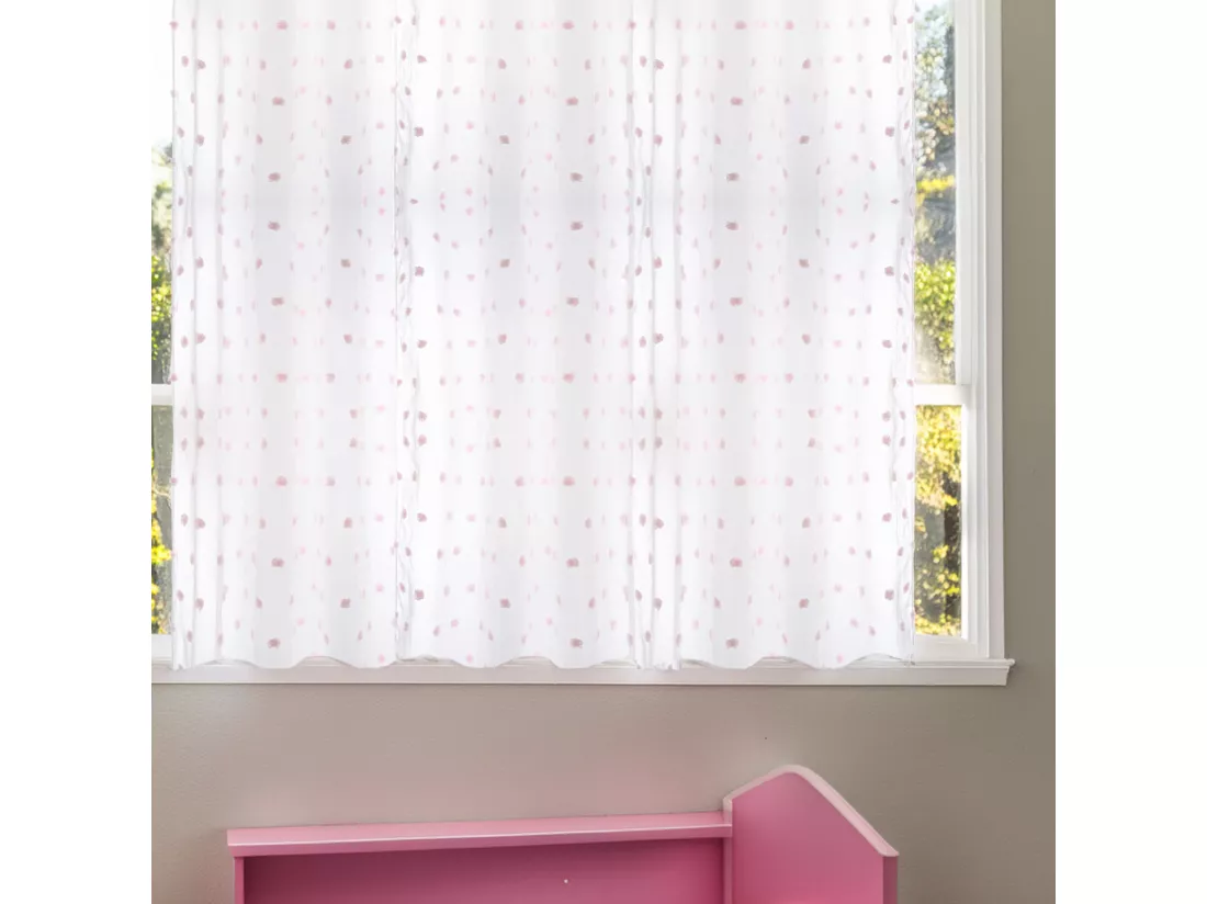 WELL HOME - Rideau enfant Pompons blancs et roses