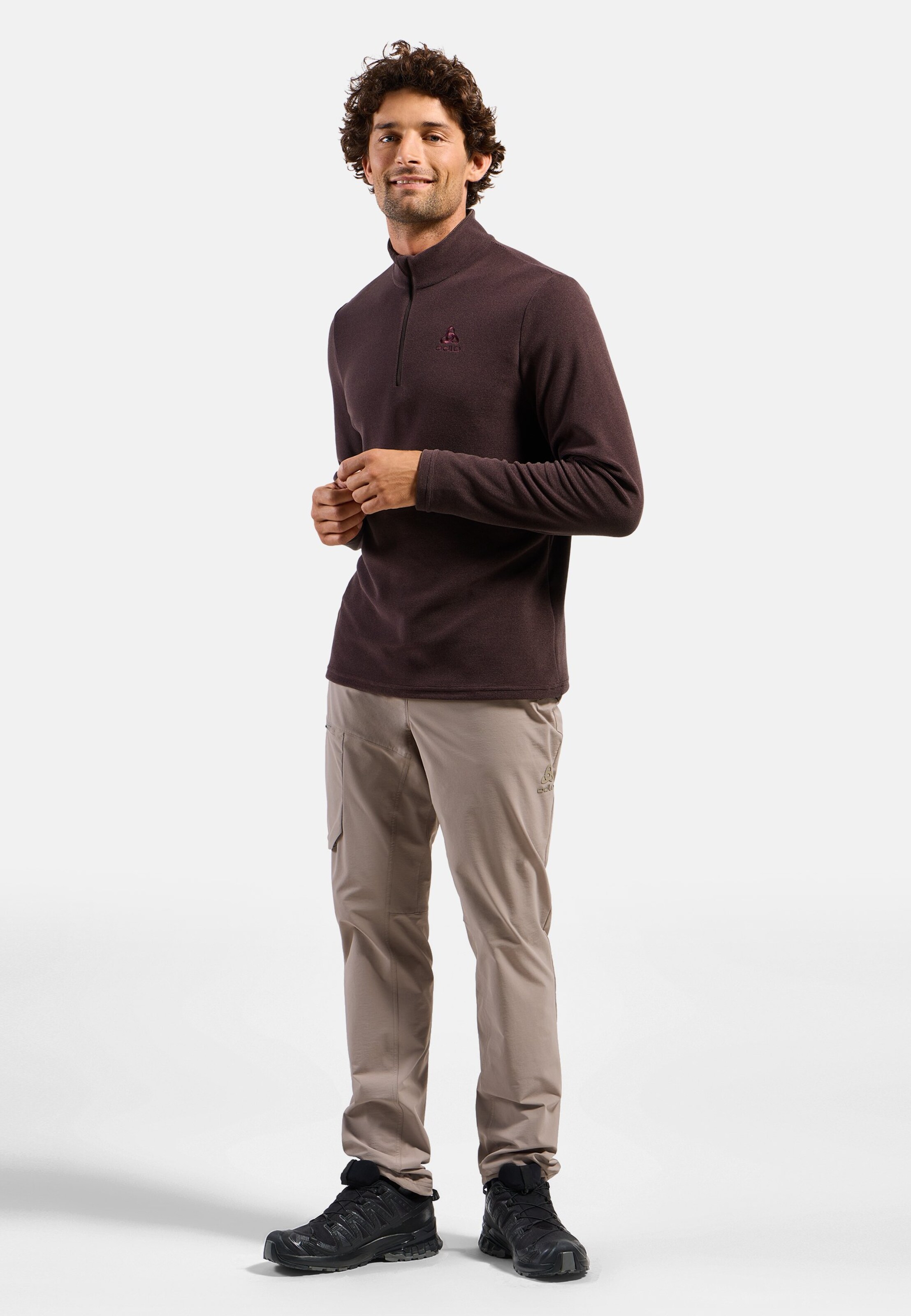 Herren Roy Mid Layer mit Halbreißverschluss in fudge - black