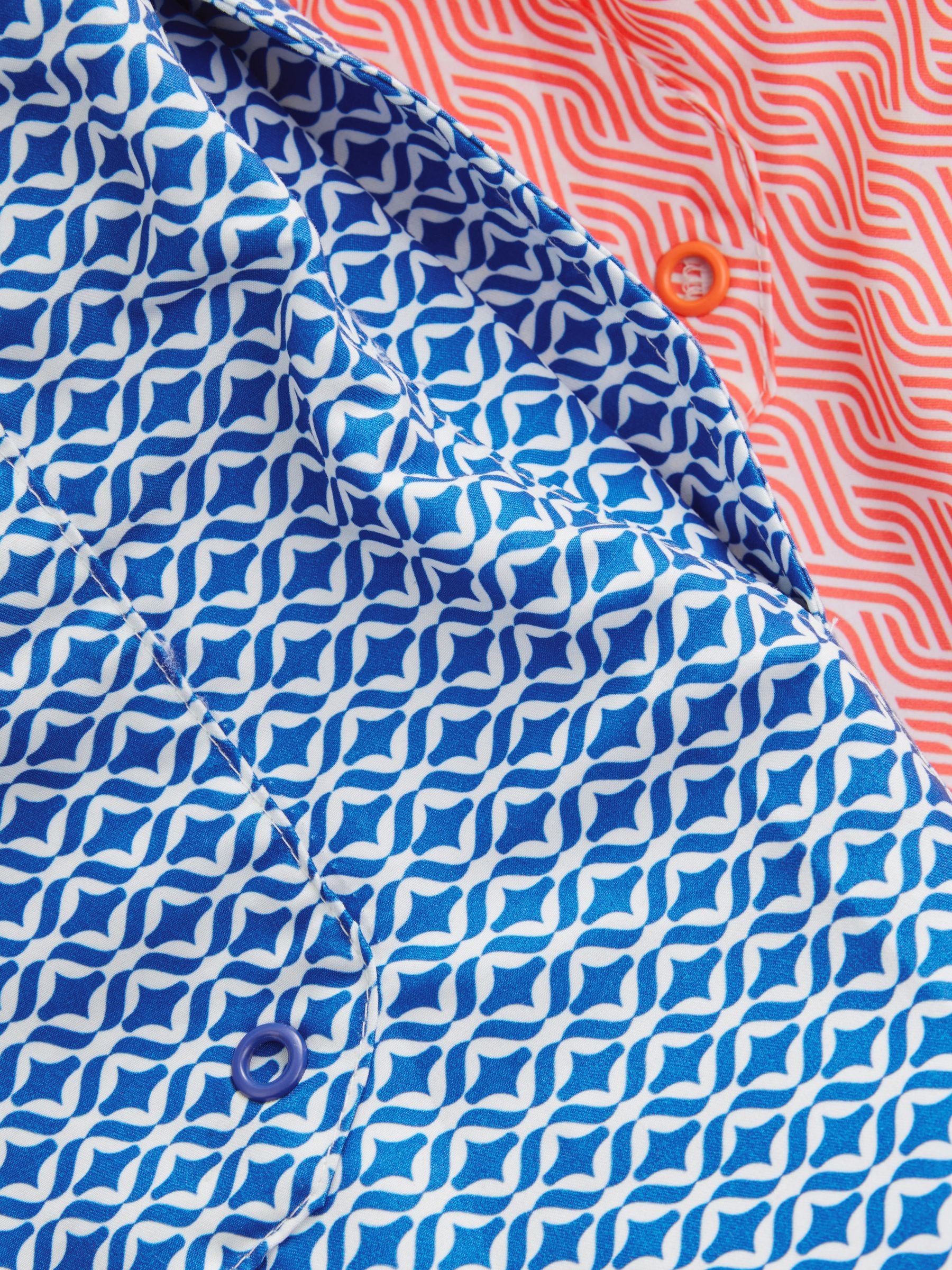 Helderblauw/koraal geometrisch - Geprinte zwemshorts 2 stuks