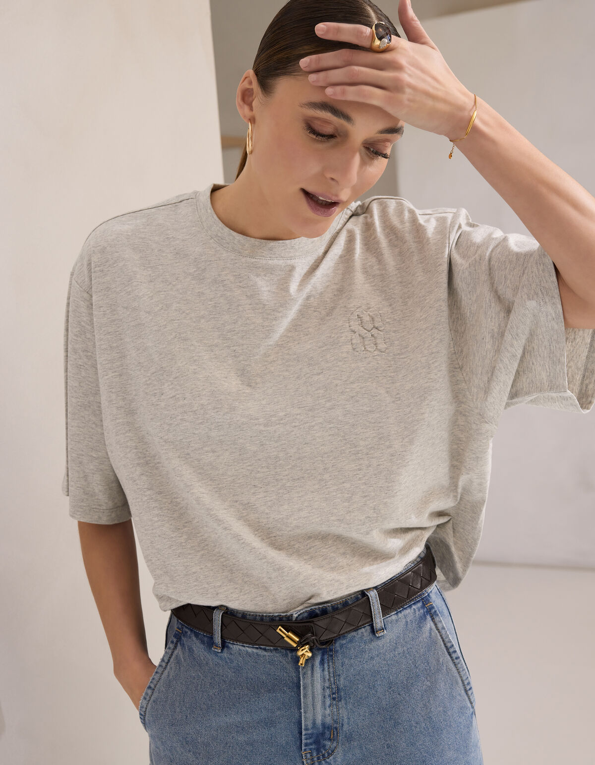 Oversized Logo T-shirt Lichtgrijs By Mieke
