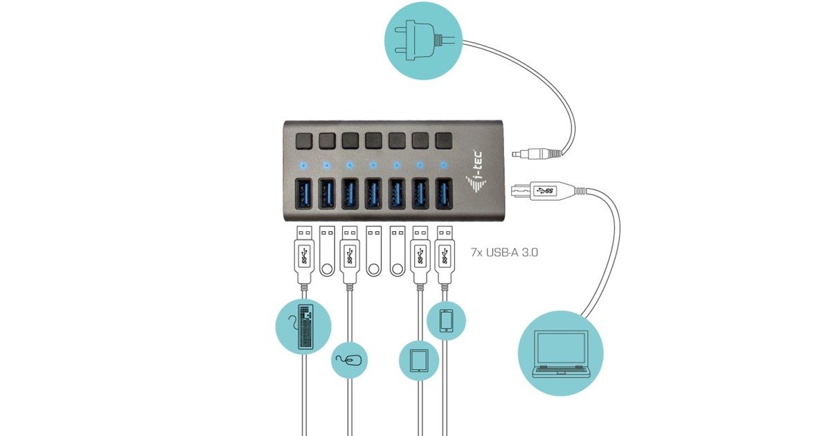 i-tecUSB 3.0 Charging HUB 7 port + Power Adapter usb-hub