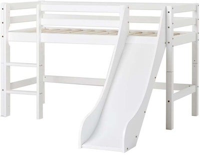 Hoppekids ECO Dream Halvhøy Loftseng med Sklie og Stige 90x200, Hvit
