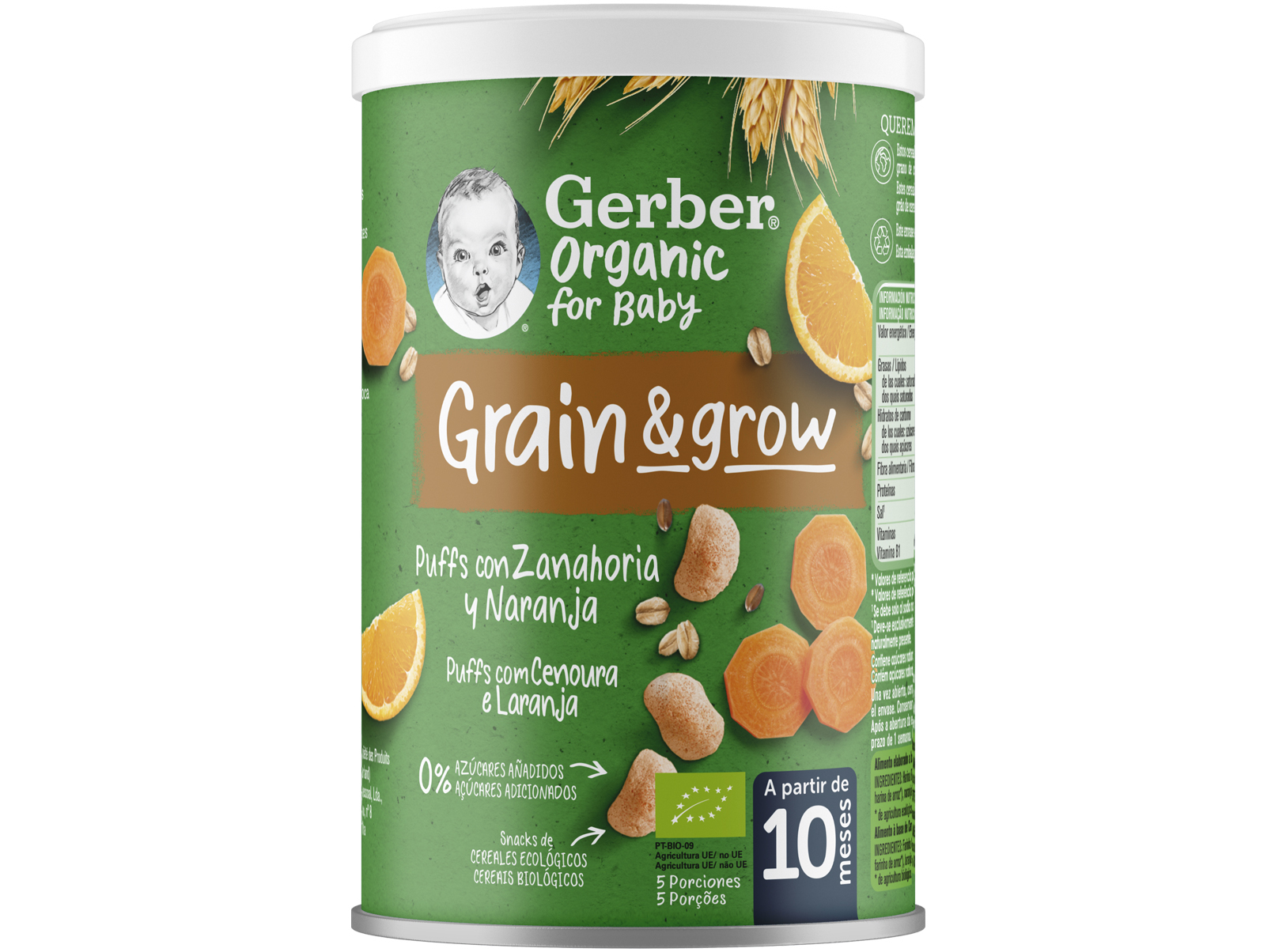 SNACK GERBER BIO NUTRIPUFFS CENOURA E LARANJA 35G