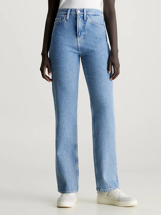 Calça jeans reta de cintura alta