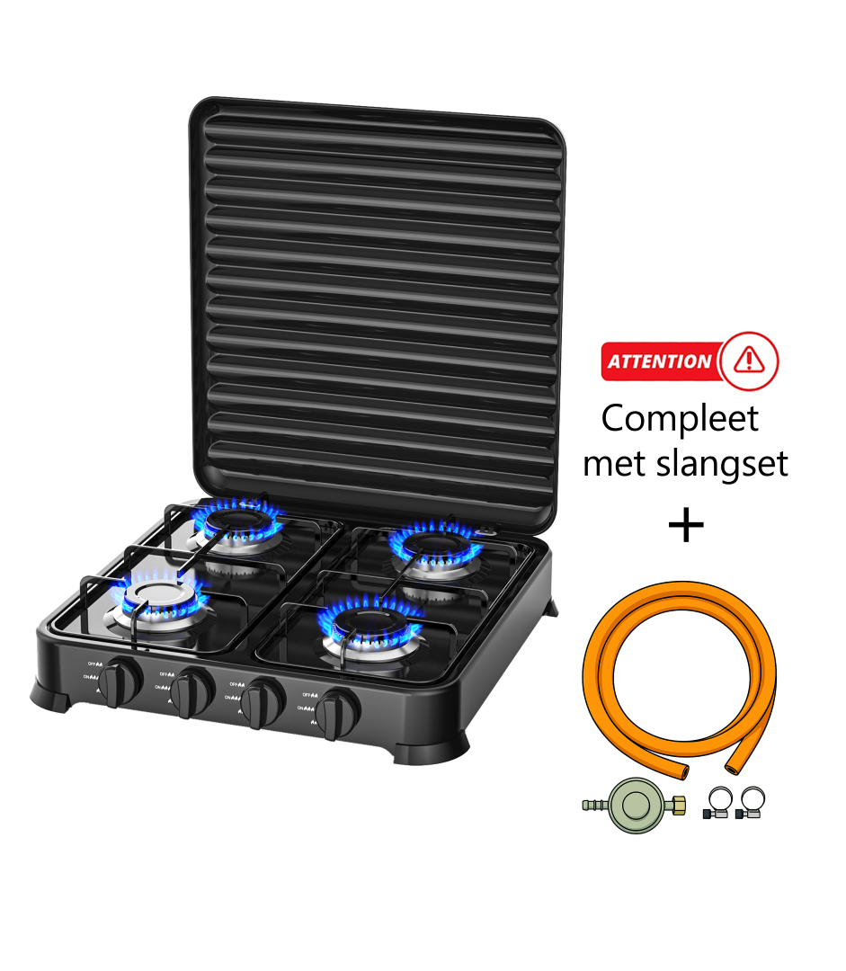 Propatech PKB-2100 4-pits draagbaar gasstel met slangset