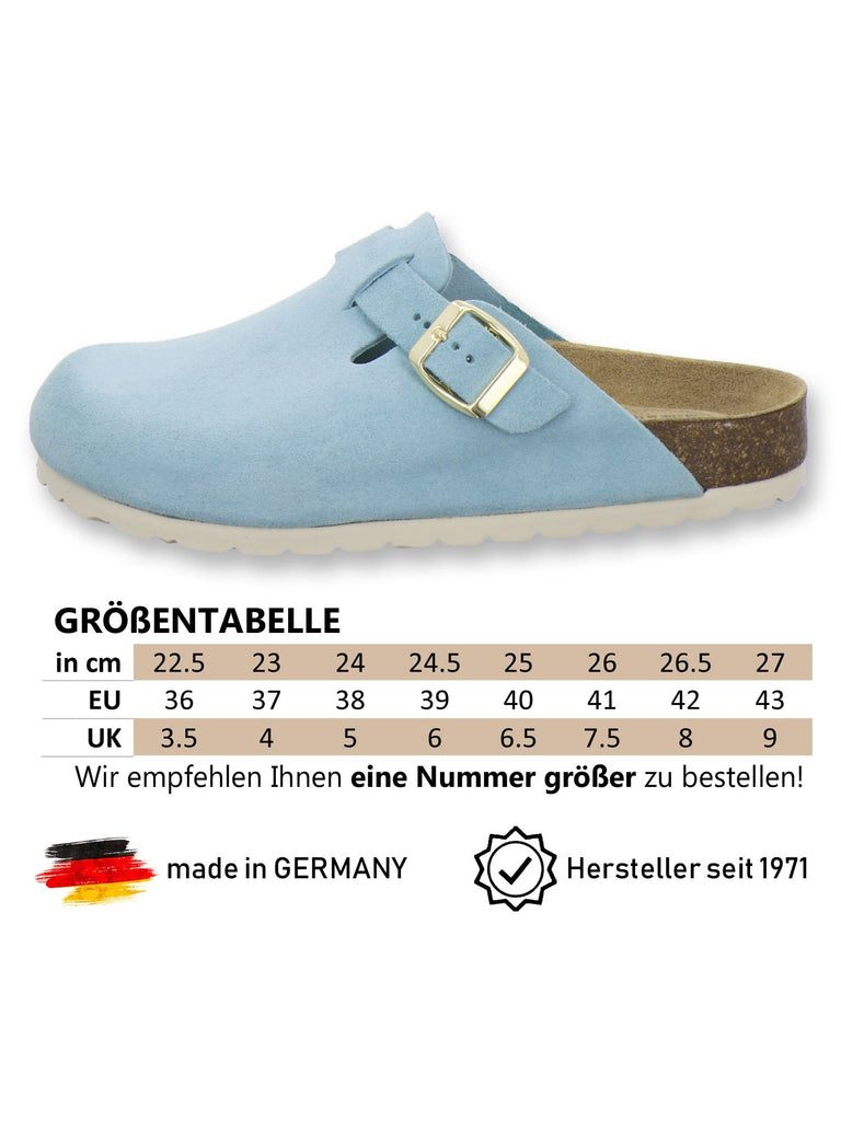 Clogs Damen Leder hellblau