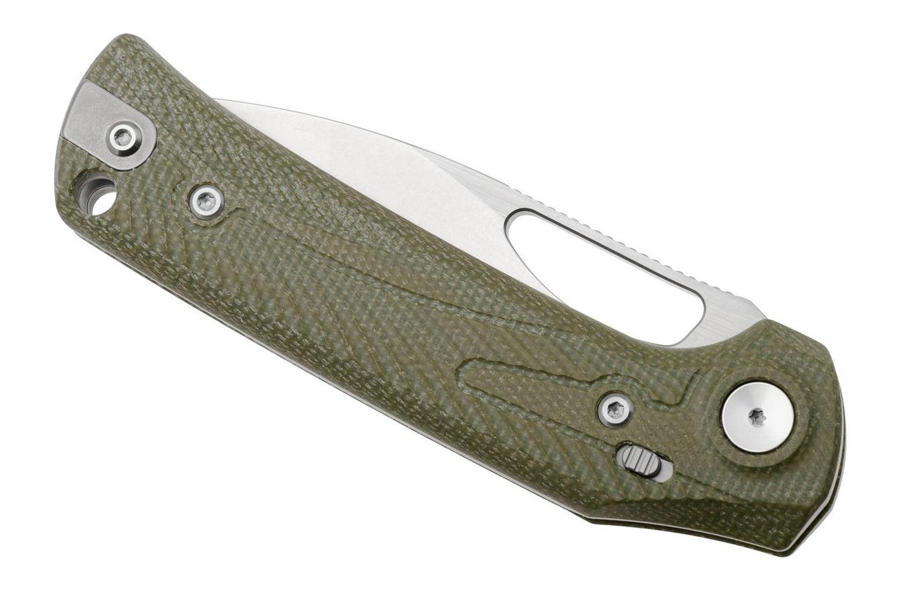 Reate PL-XE Stonewashed Nitro-V, Green Micarta, zakmes