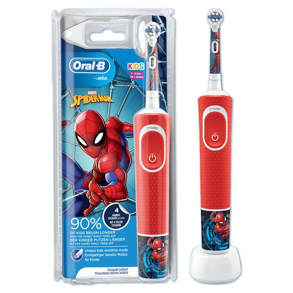 Oral-B Kids Elektrische Zahnbürste Spiderman, ab 3 Jahren, rot