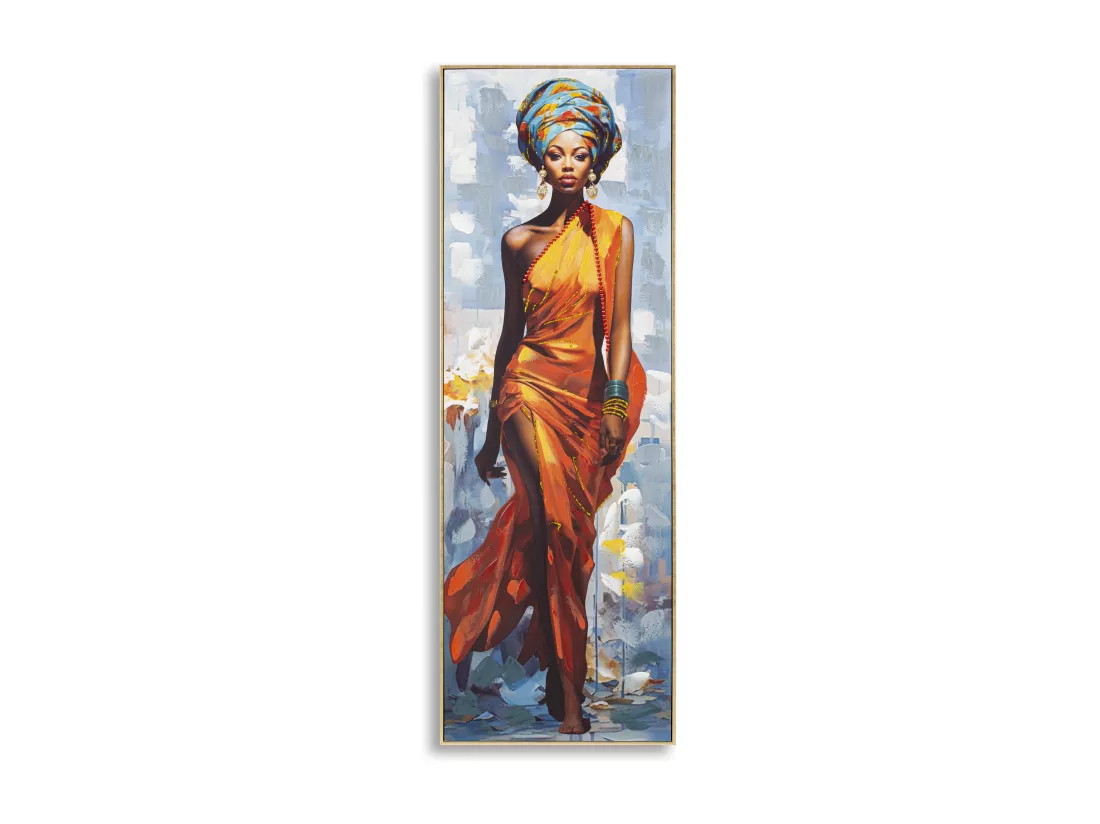Peinture de femme multicolore sur toile avec cadre 52x4,5x152 cm