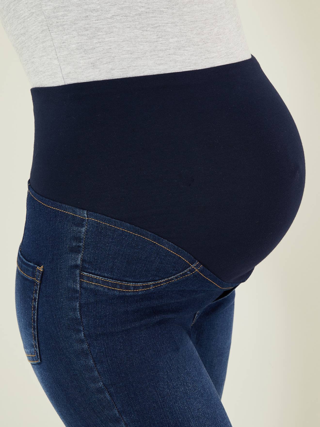 Calças de maternidade lisas, super skinny, cinza escuro