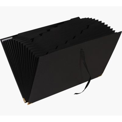 Exacompta OfficeByMe - Trieur extensible 18 compartiments A4 - fermeture à ruban - noir