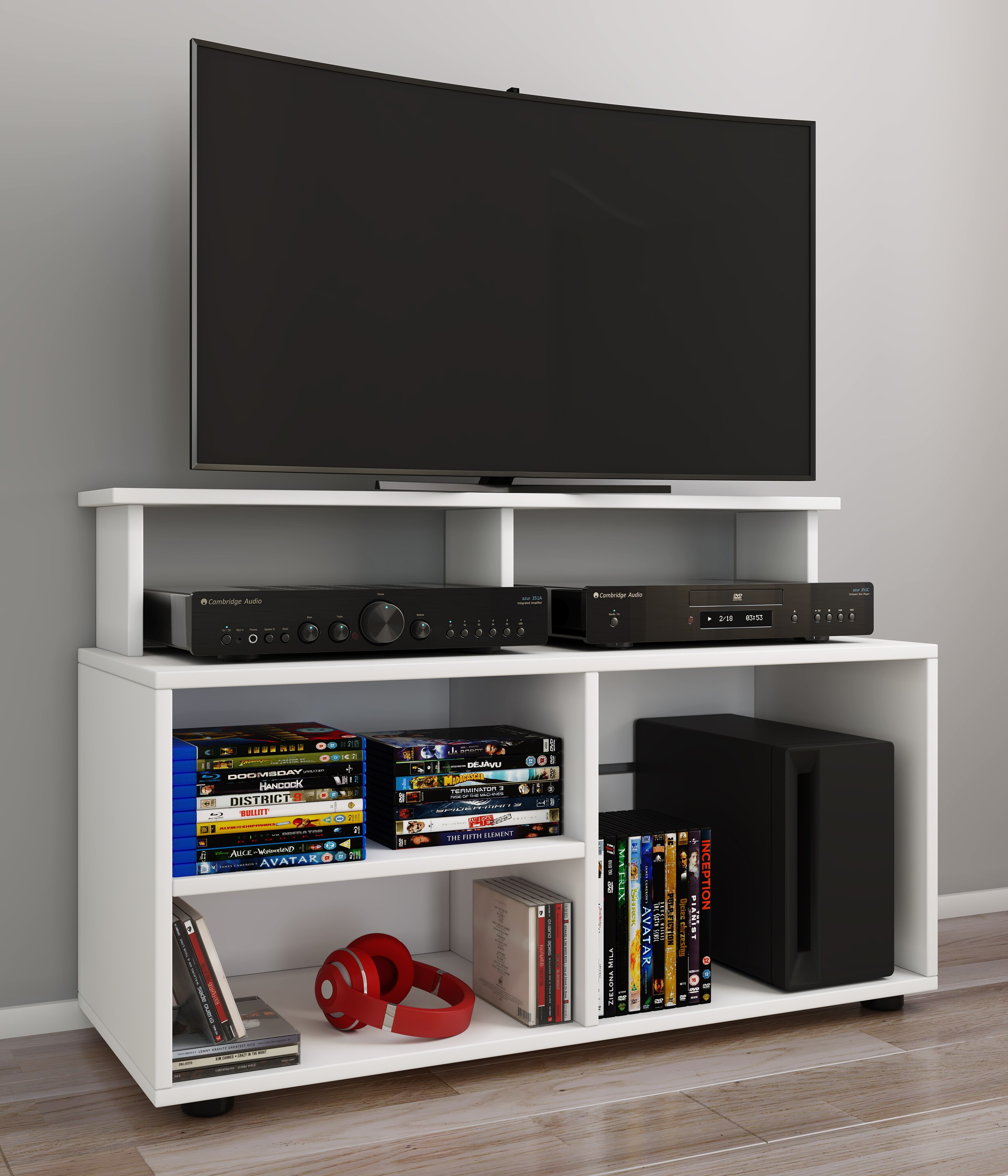 VCM Holz TV Lowboard Fernsehschrank Konsole Fernsehtisch Fernseh Glas Balansia