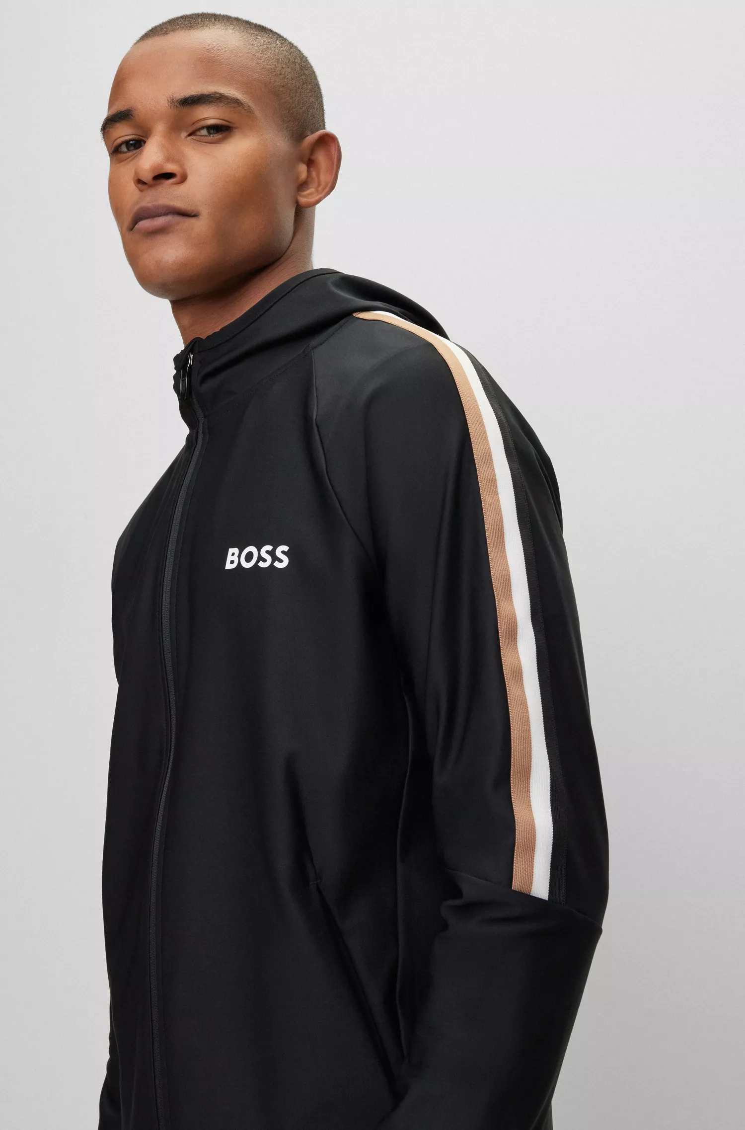 Moletom BOSS Green-BOSS x Matteo Berrettini com logo e listras
