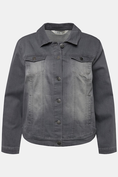 Jeansjacke Frieda, Wascheffekte, Hemdkragen, Langarm