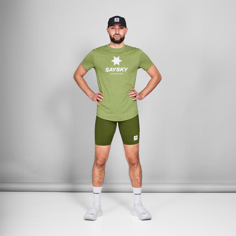 Saysky Logo Combat Pro T-shirt Green Melange