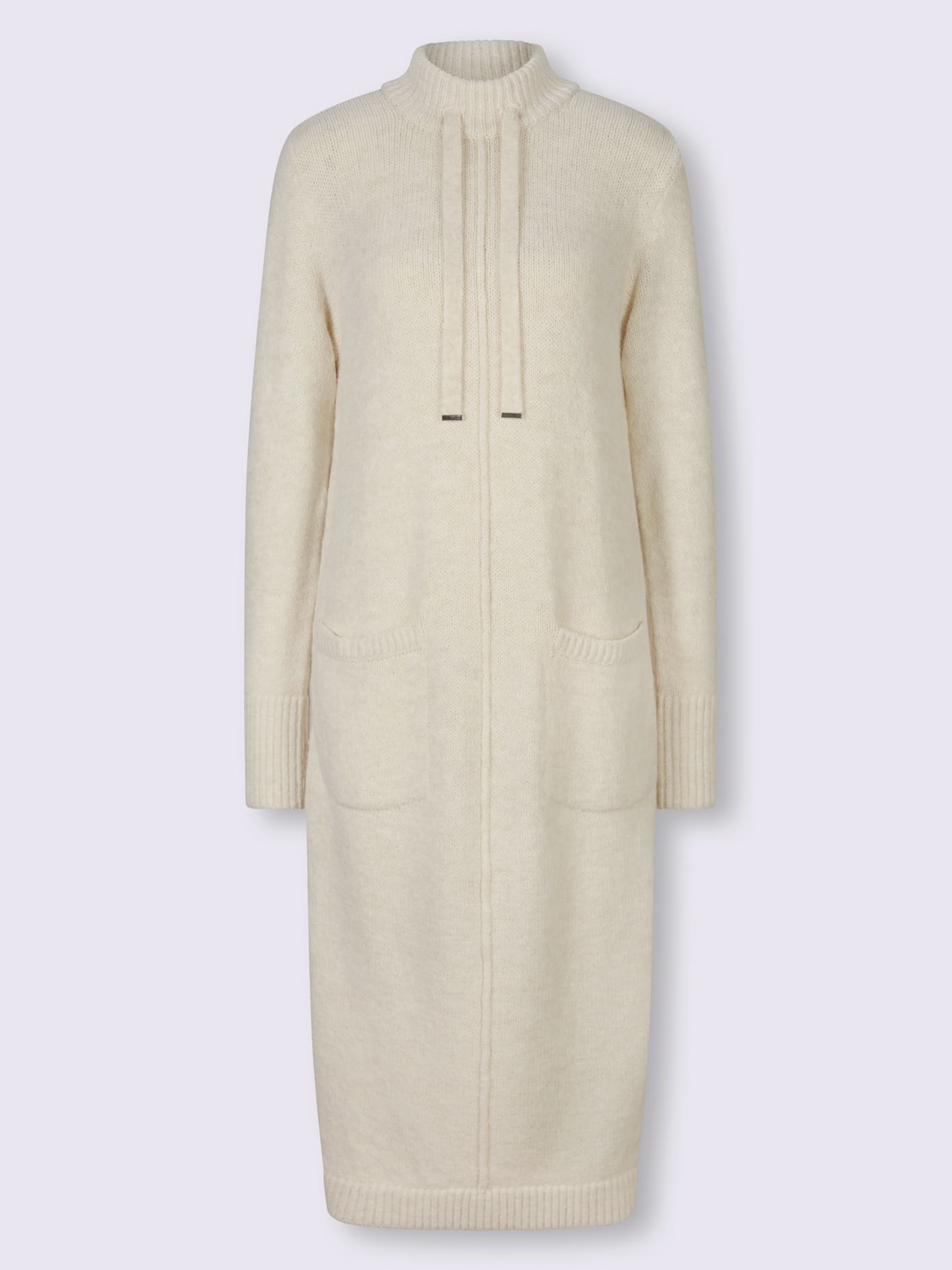 Robe en tricot col montant tendance avec lien à nouer