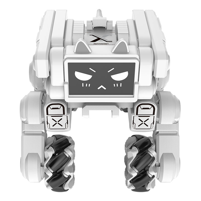 (20x15cm) Ferngesteuerter 2.4GHz Roboter Hund Kinder RC Spielzeug mit 360° Drehung / LED Licht / Sound Effekten (Batteriebetrieben) - Weiss
