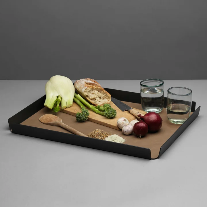 Lind DNA - Tablett Square L 36 x 46 cm, Alu anthrazit, Double Nupo anthrazit / hellgrau