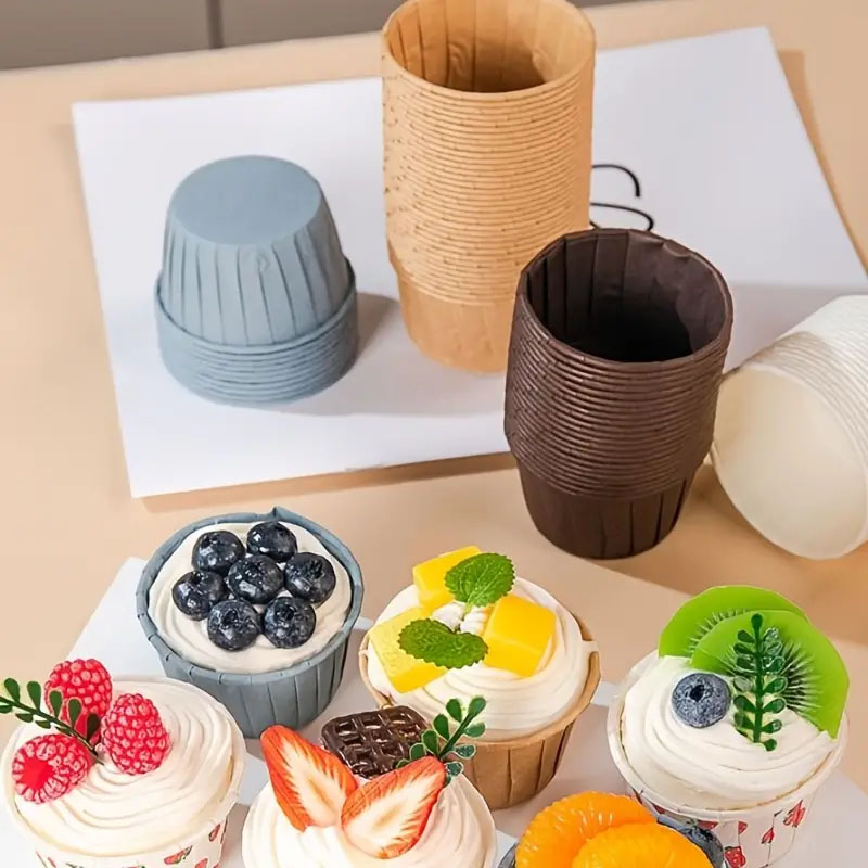 (50er Set) Einweg Papier Cupcake Förmchen Muffin Form Backform - Grün