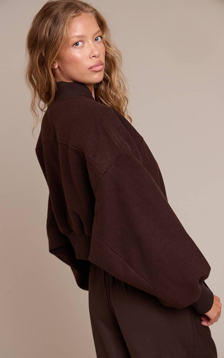 Chocolat Veste Bomber Courte À Manches Froncées