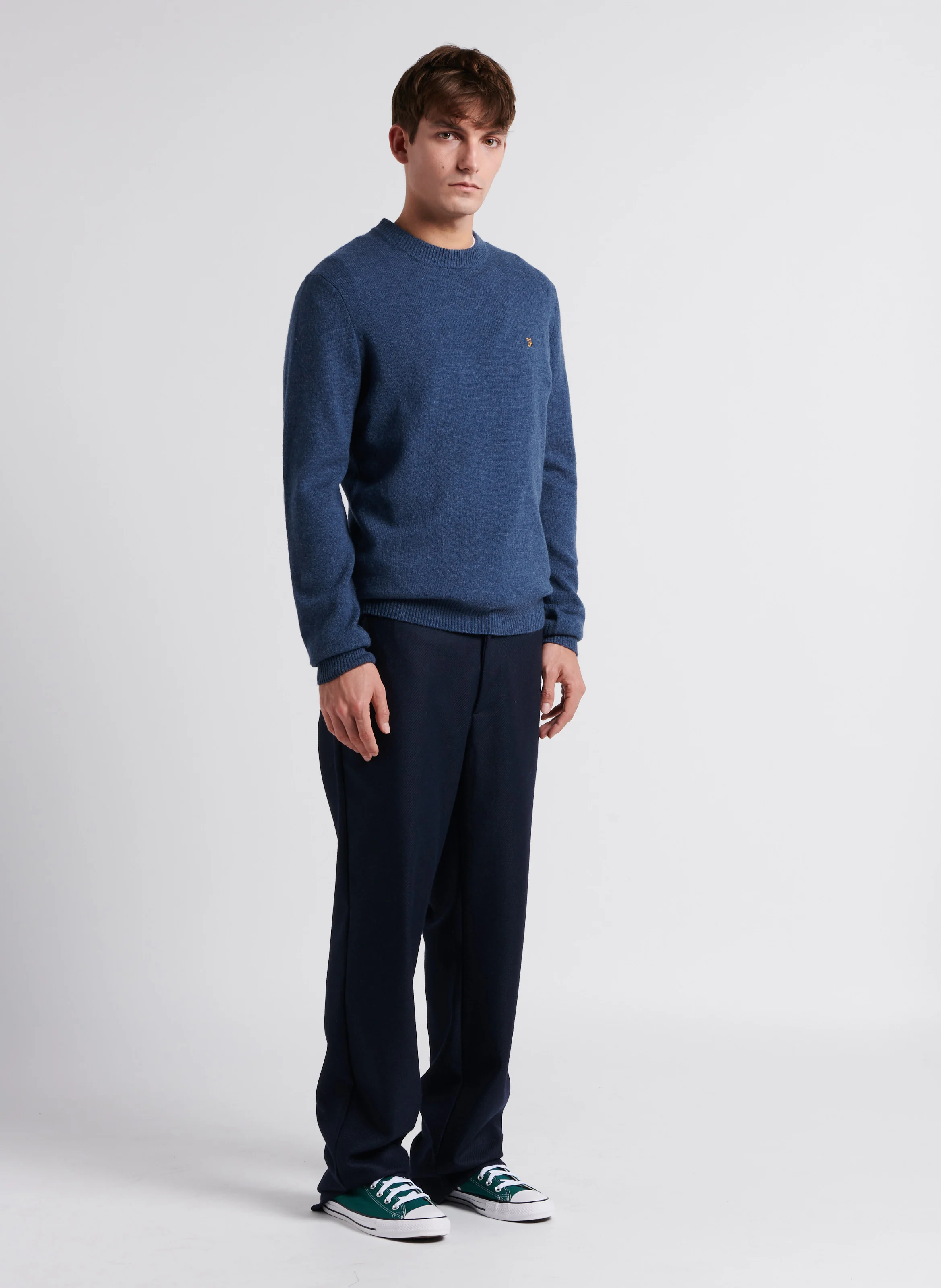 KYLE CHEVIOT - Pantalon droit en laine mélangée| Bleu