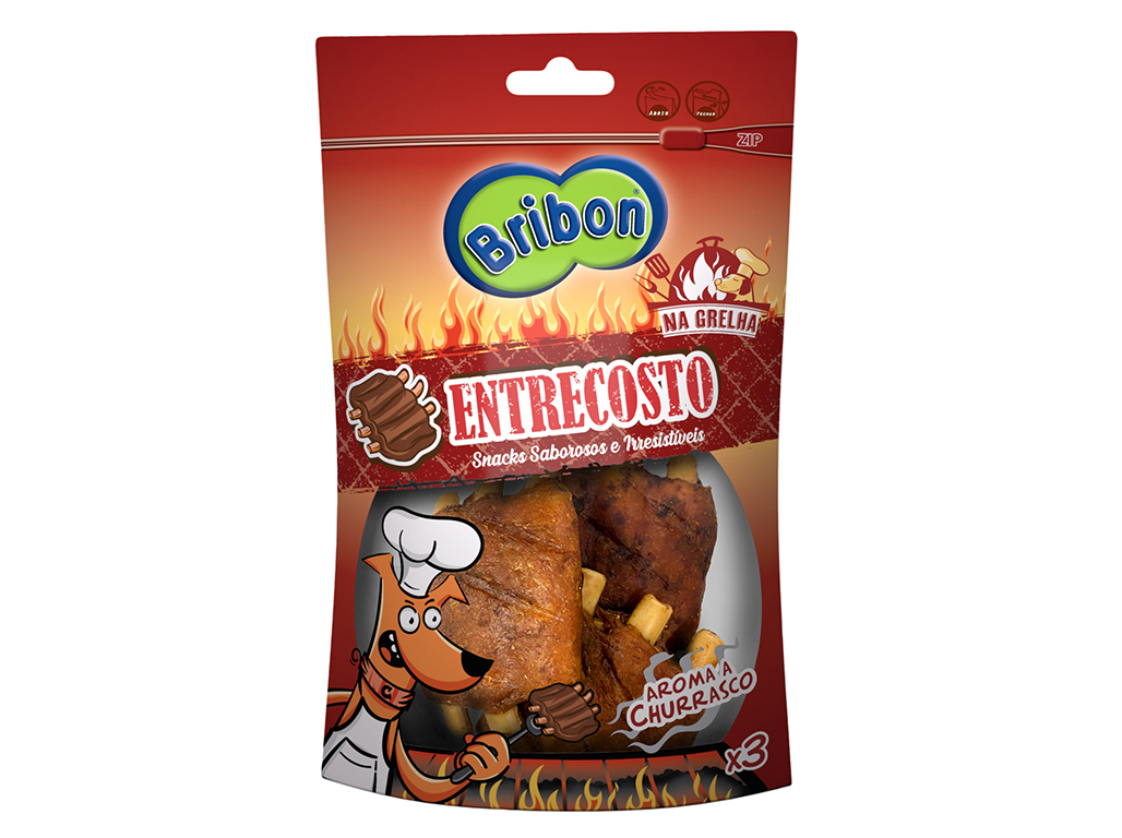 SNACKS CÃO BRIBON NA GRELHA ENTRECOSTO 3 UNIDADES
