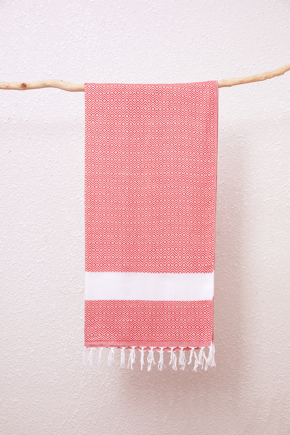 (180x100cm) XXL Baumwoll Badetuch Strandtuch Dünnes Pestemal Beach Tuch mit Tassel - Rot