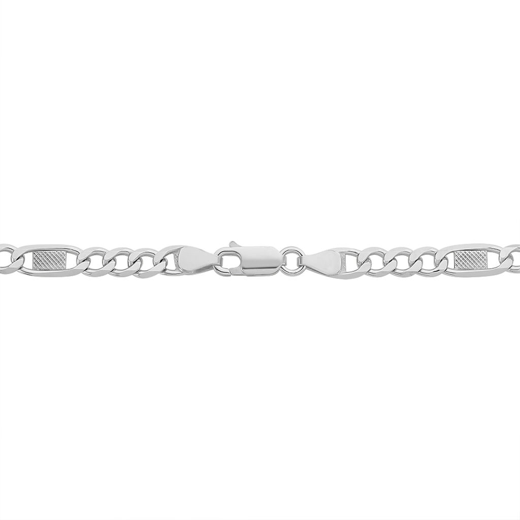 Collier Jeremi Maille Alternee 1/3 Et Plaquettes Argent Blanc