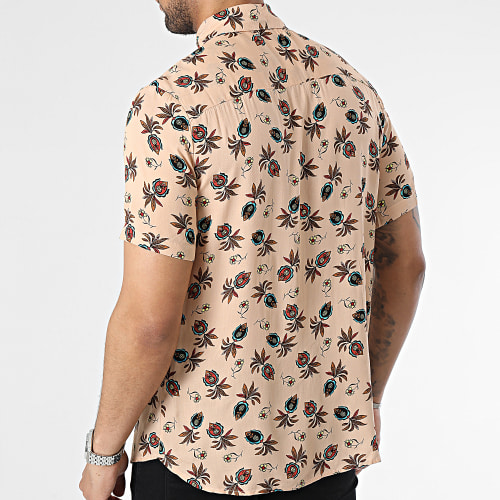 Chemise Manches Courtes Beige Floral