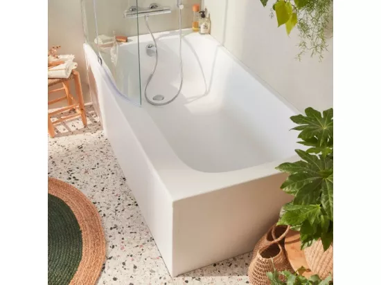 Baignoire bain douche JACOB DELAFON Malice antidérapante + tablier angle 160 x 85 gauche