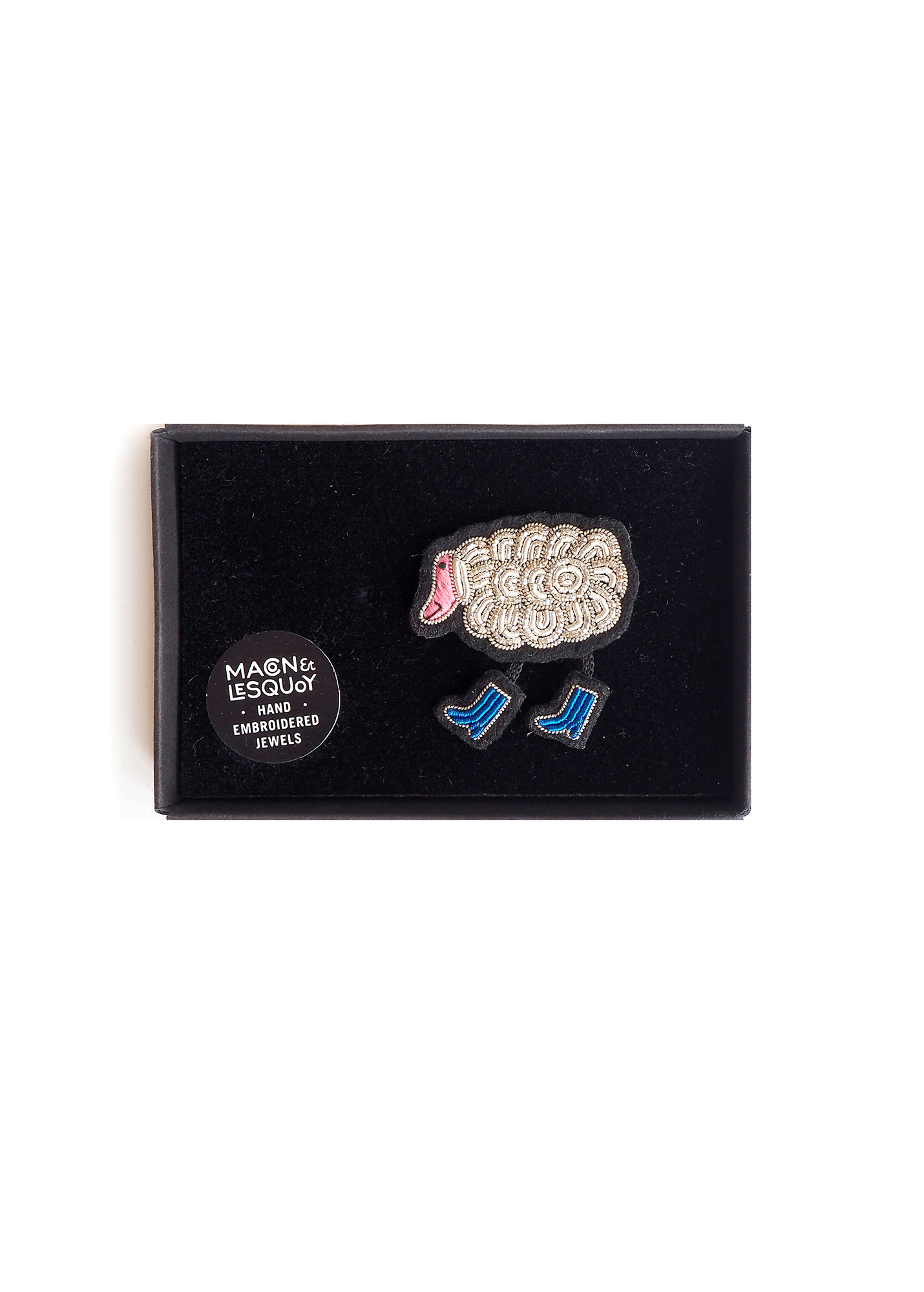 Broche brodée Mouton en bottes