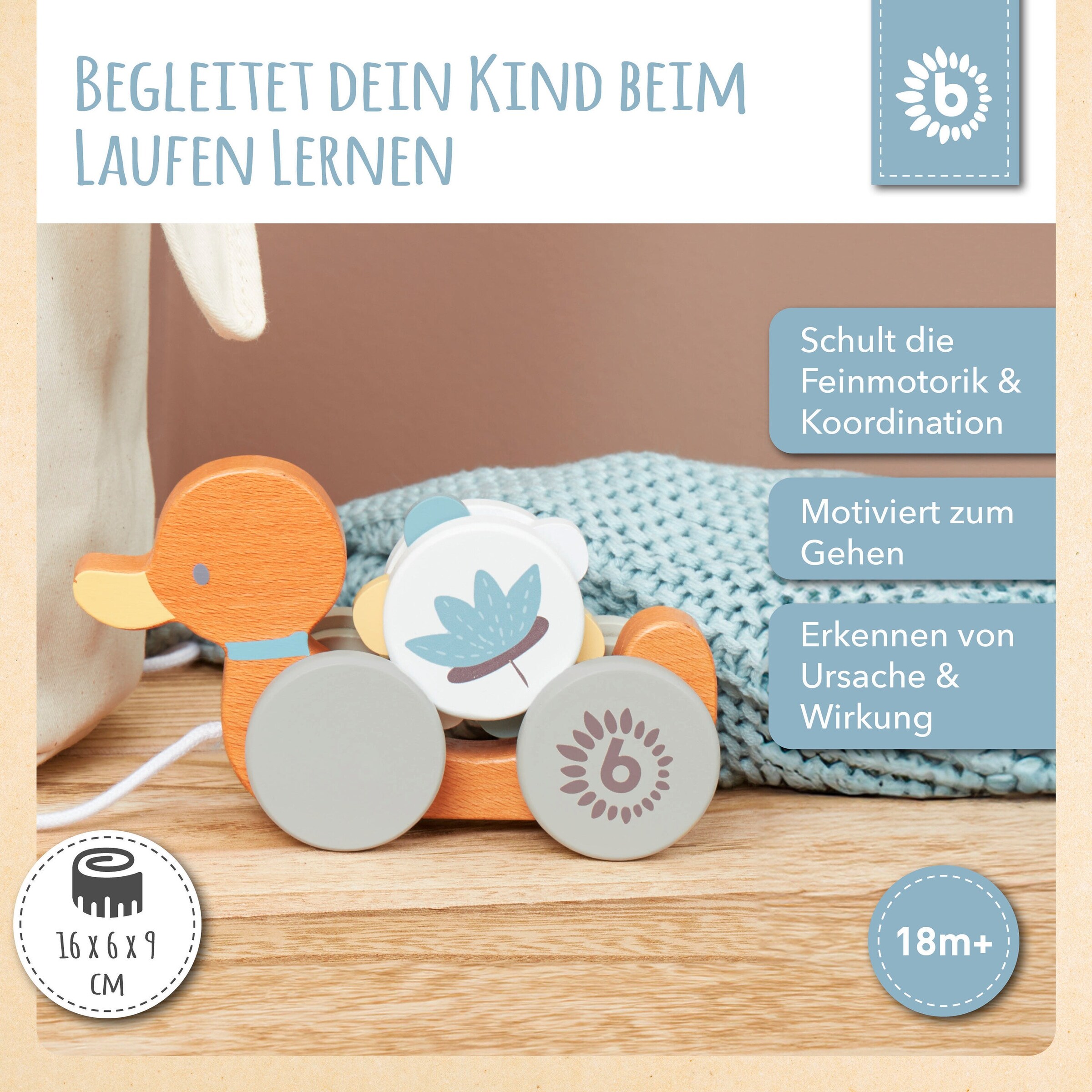 Bieco Nachziehente Holz - ab Geburt Weiß