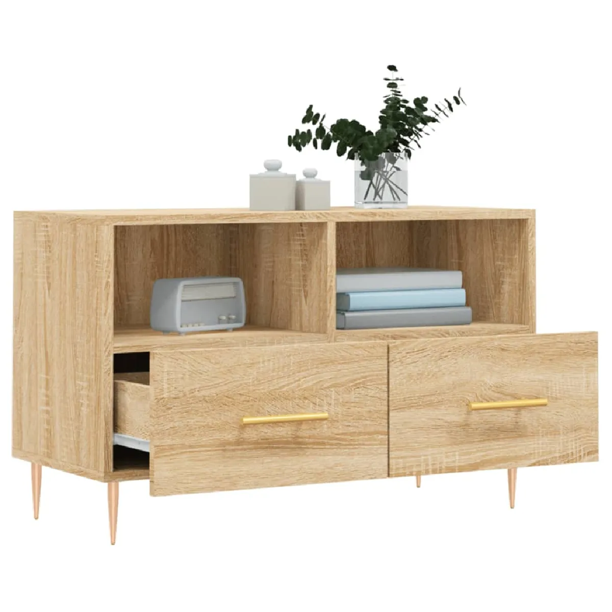 Meuble TV VidaXL Chêne sonoma 80 cm avec tiroirs