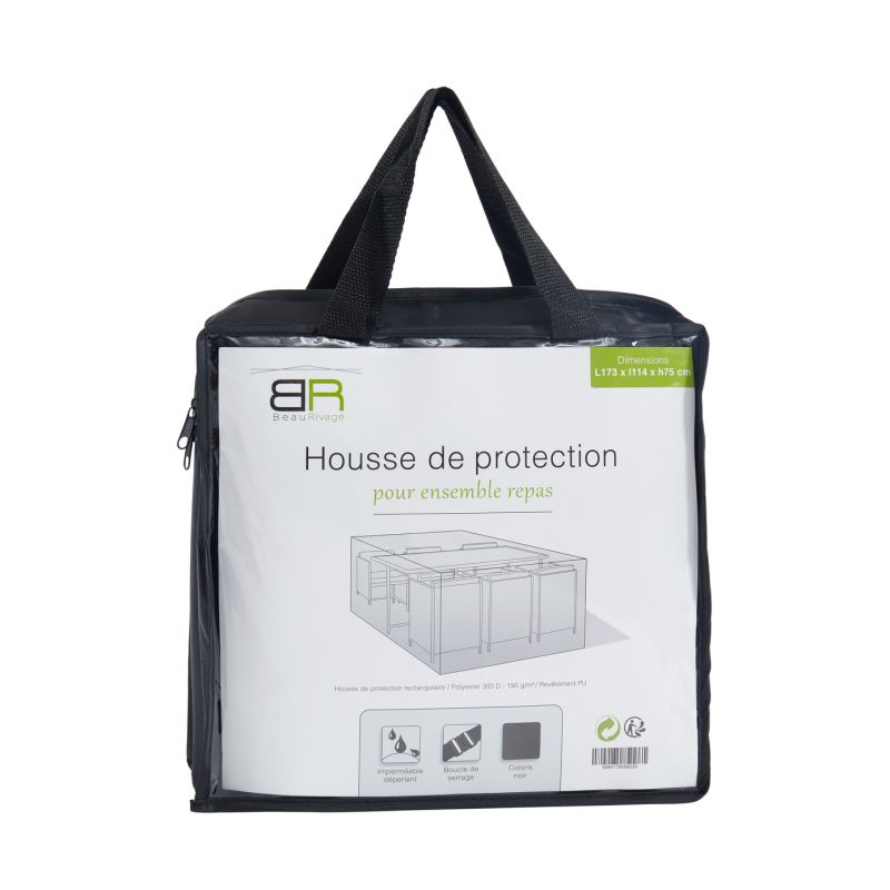 Ensemble repas florida 6 places en acier et résine tressée avec housse de protection