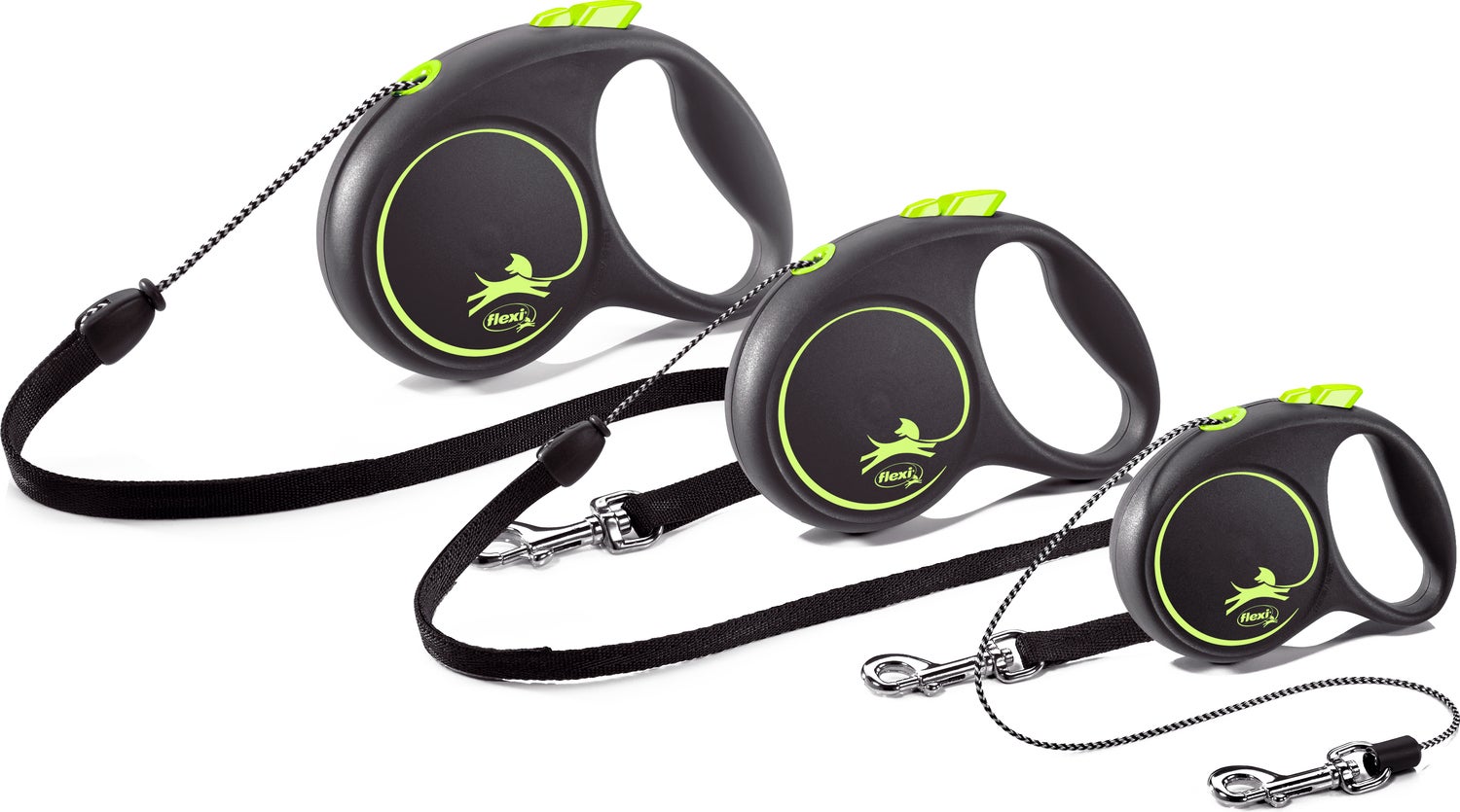 Flexi hondenriem rollijn Black Design koord M groen 5 m