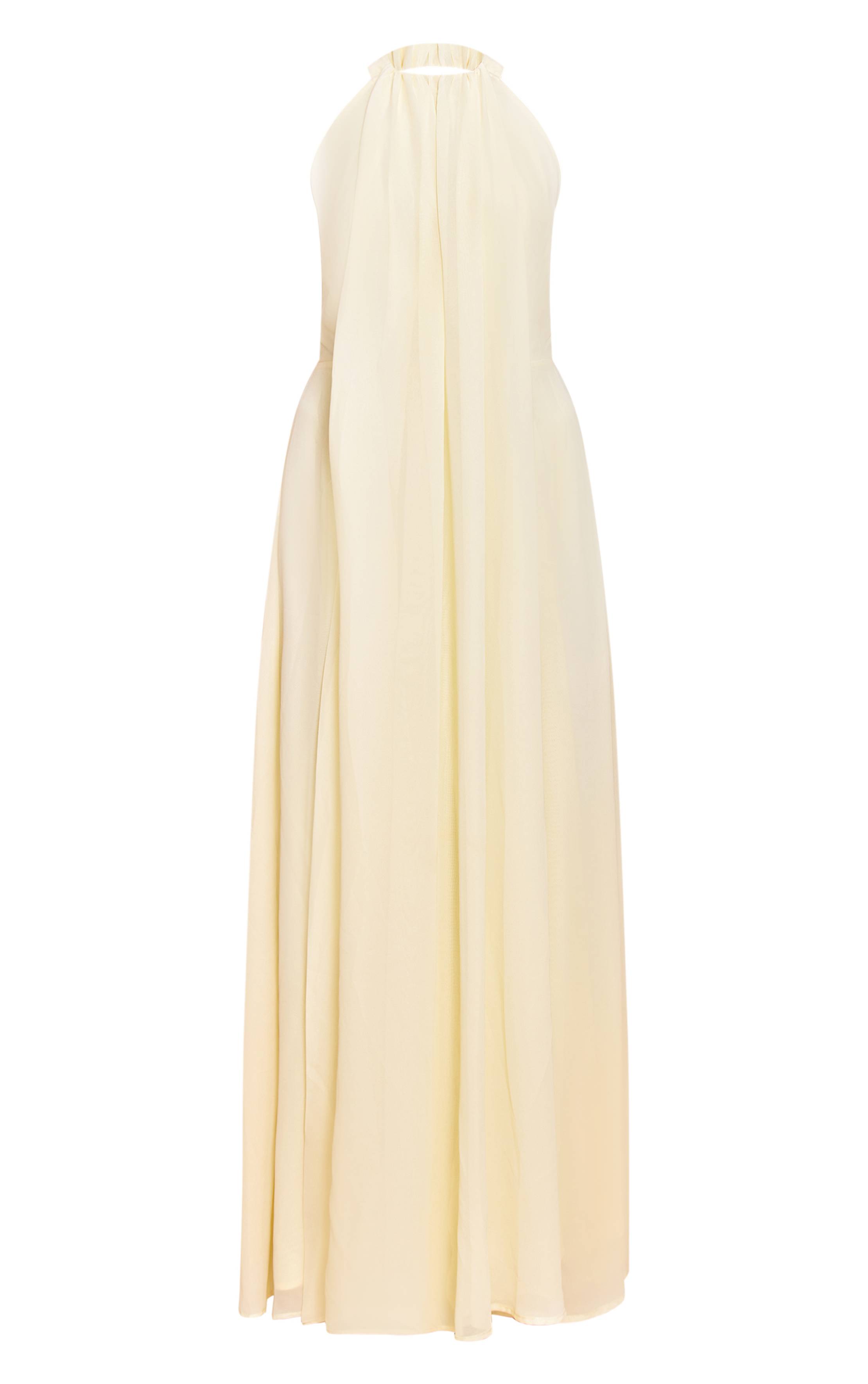 Citron Robe Maxi En Mousseline À Plis Extrêmes