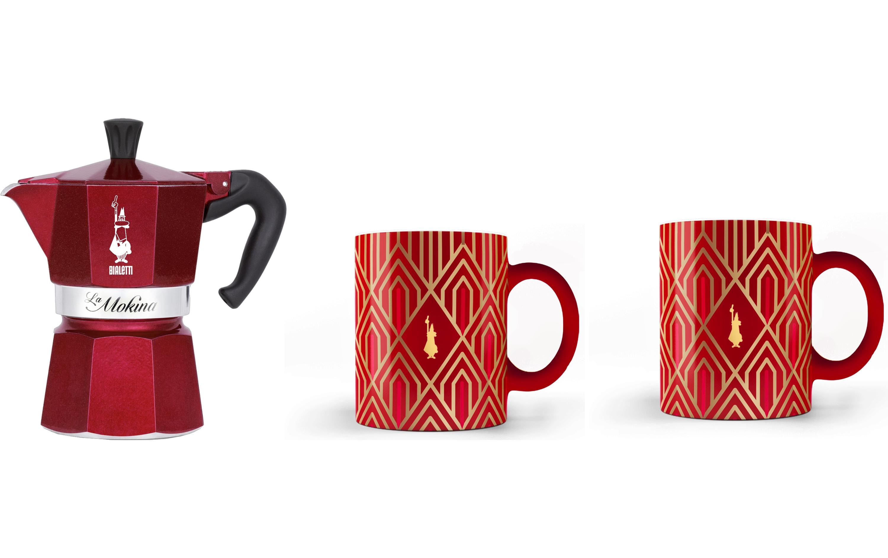 Espressokocher Moka Express Deco Glam inkl. 2 TassenItalienische Espressokanne, Füllmenge der Kanne für 6 Tassen