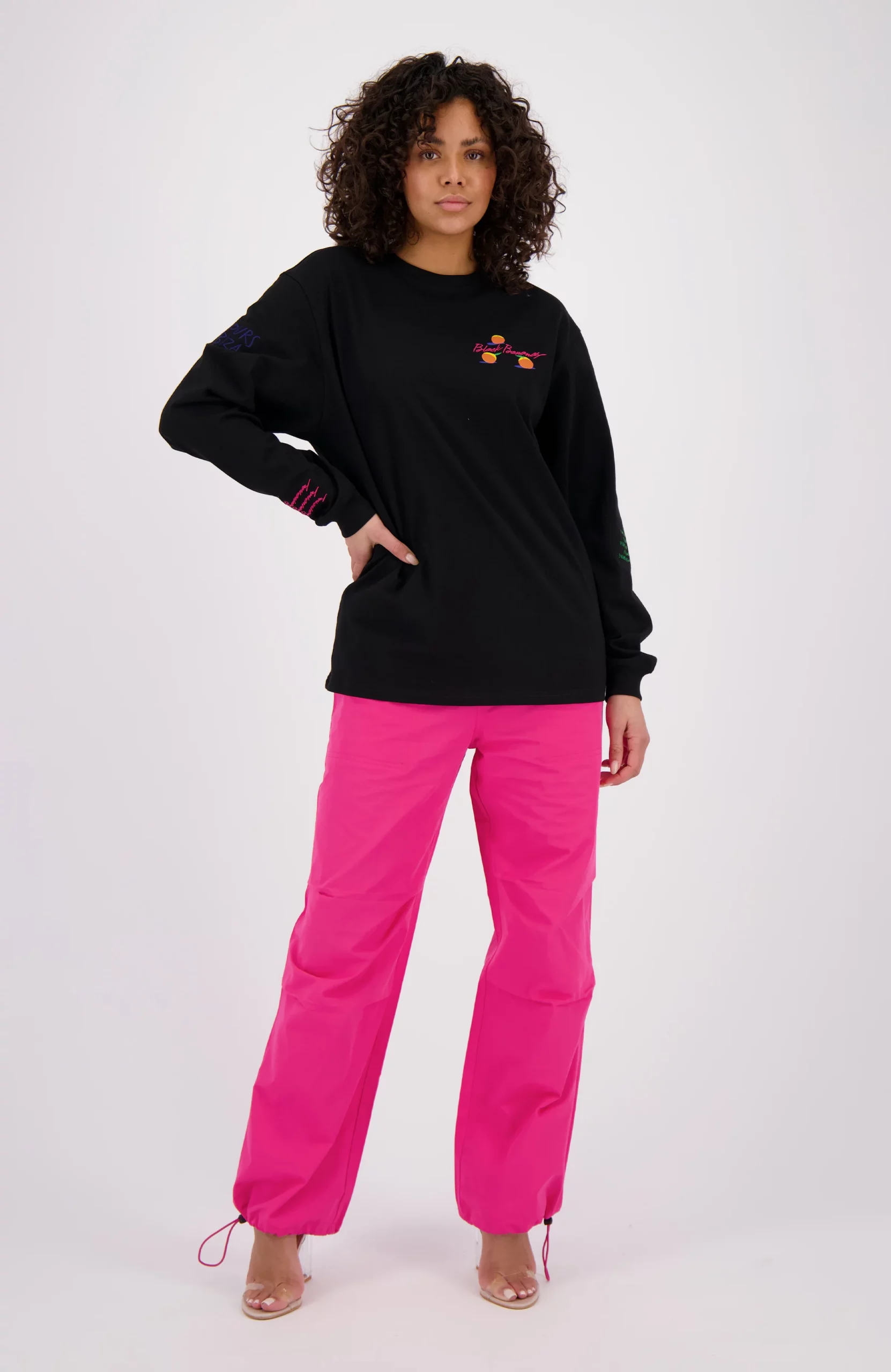Black Bananas Parachute Broek Dames Roze