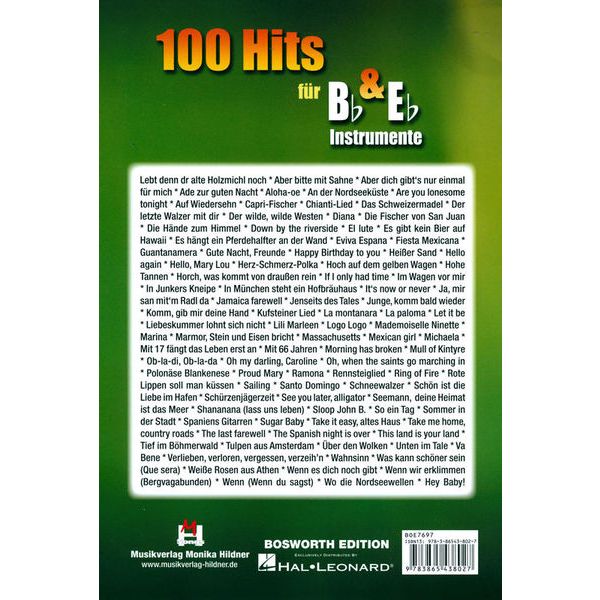 Hildner Musikverlag 100 Hits for Bb & Eb 1