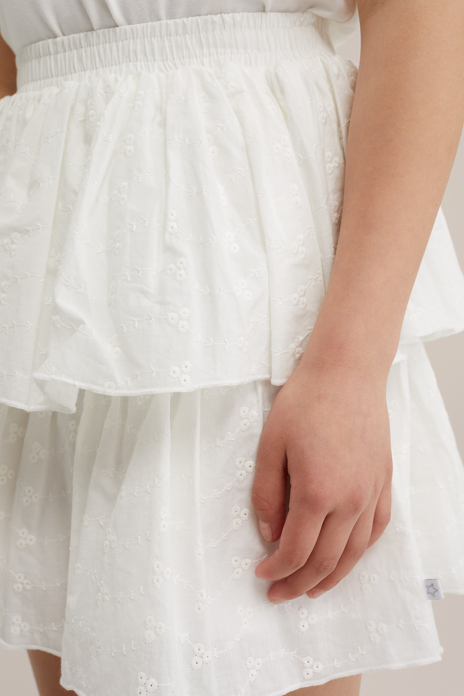 Meisjes rok met broderie anglaise WE Fashion Wit