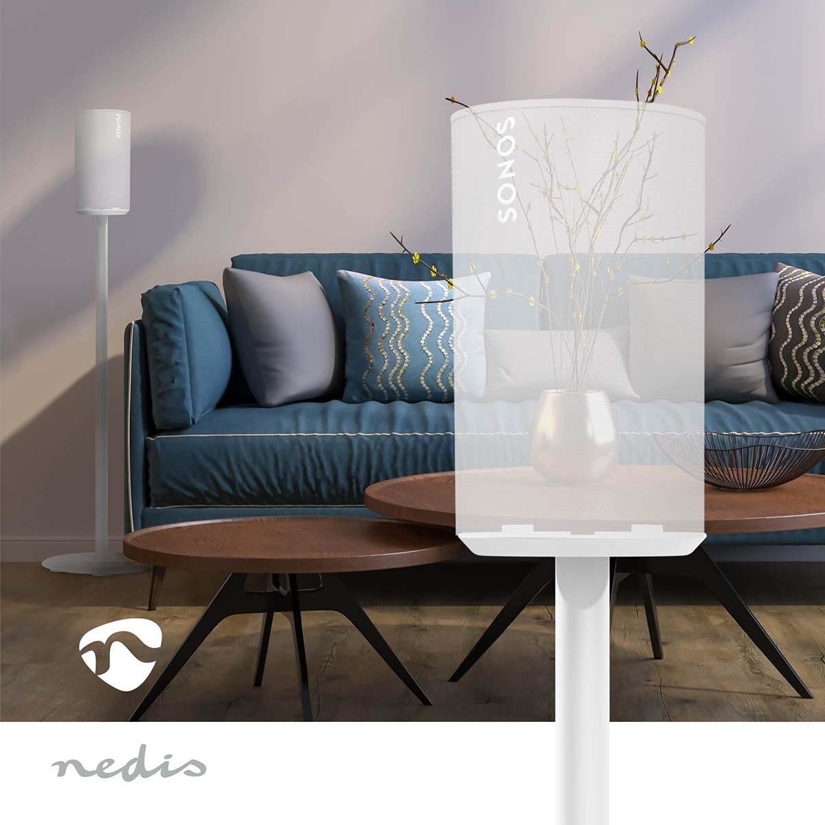 Nedis Speaker Mount | Kompatibel med: Sonos® Era100 | Stativ | 3 kg | Fort | ABS / Metall | Hvit
