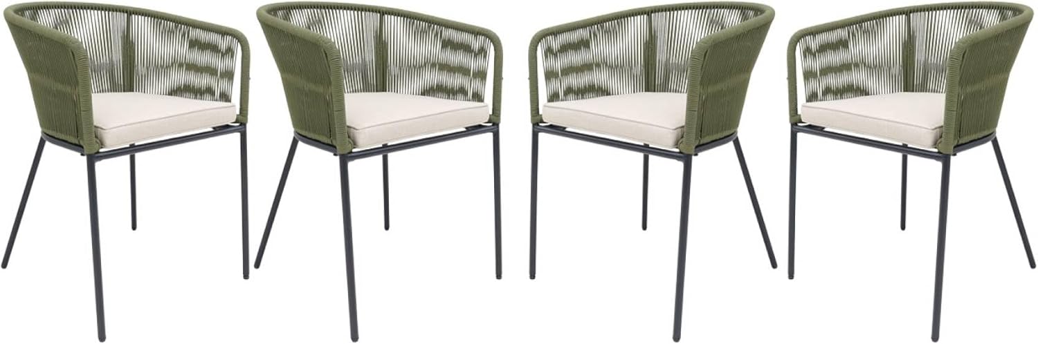 sweeek - 4er-Set Gartensessel aus verzinktem Stahl mit Seilbespannung - Santos