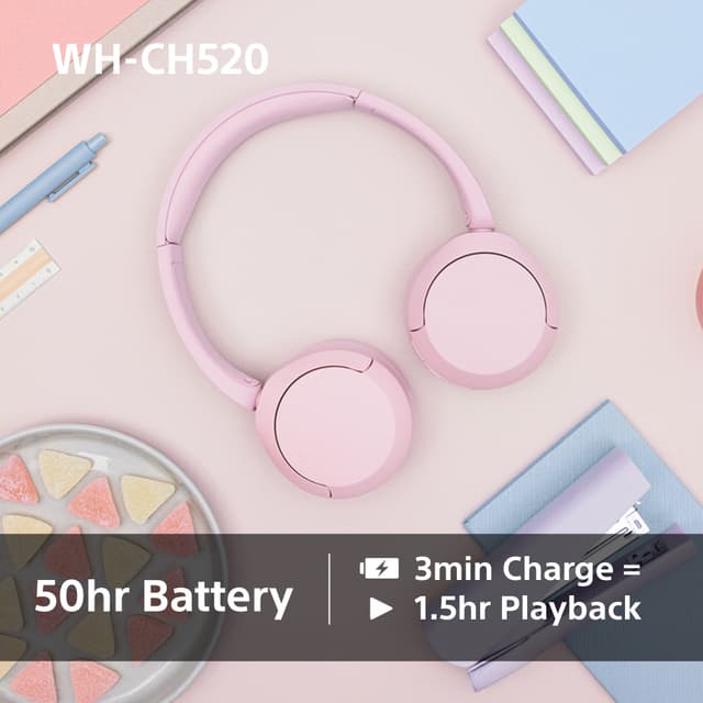 Sony WH-CH520 trådløse on-ear høretelefoner (gul)