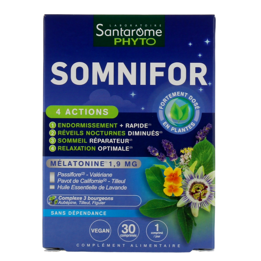 Santarome Somnifor mélatonine et plantes - Sommeil, relaxation