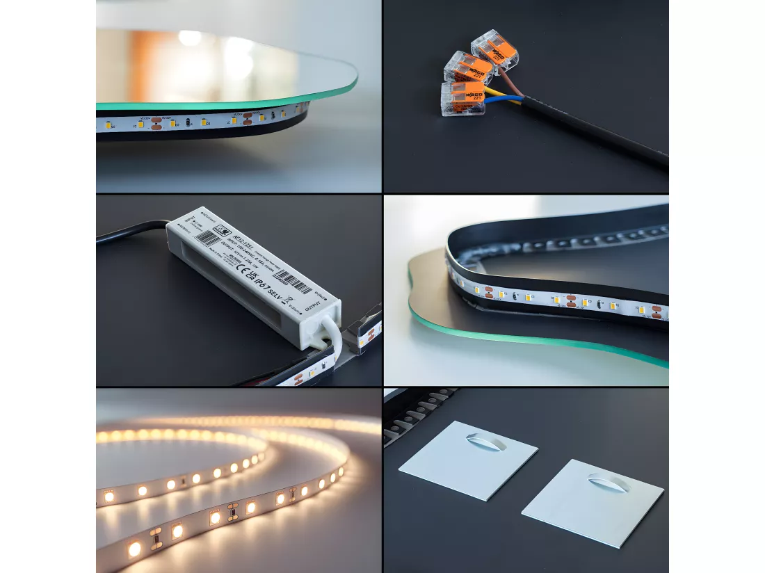Miroir LED Lumineux Sans Cadre à Accrocher au Mur de la Maison 45 cm x 90 cm - lumière neutre