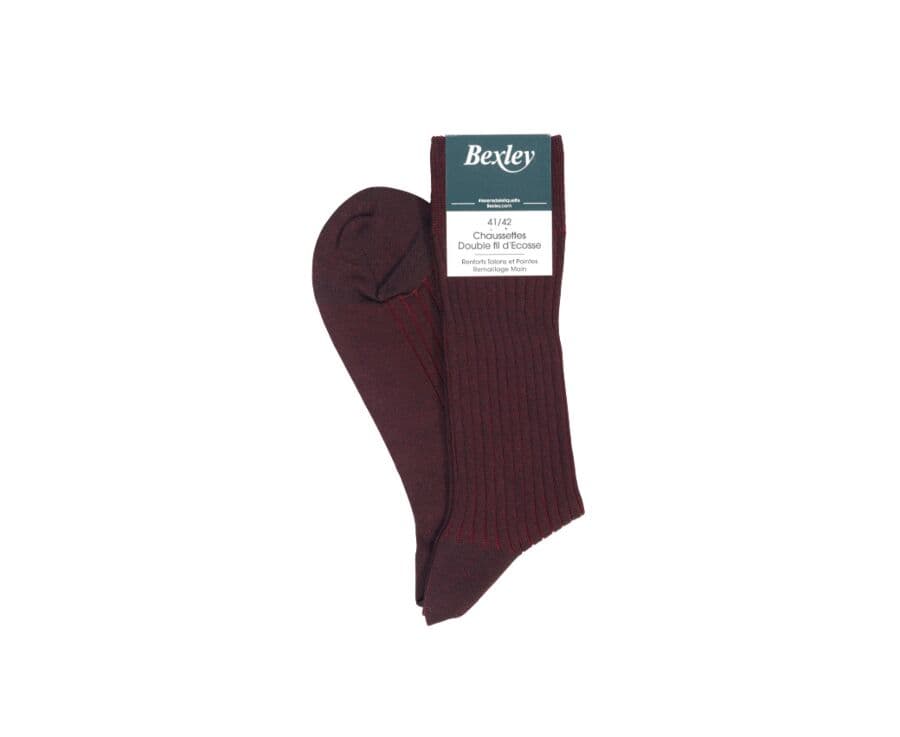 Chaussettes ville homme fil d’Écosse Marron et Rouge