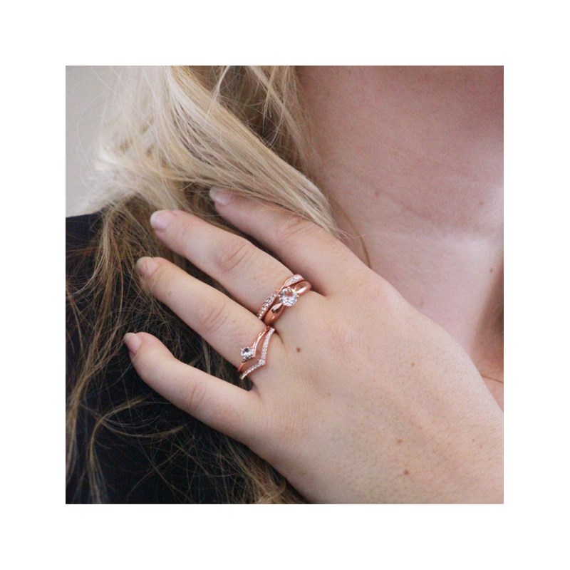 Bague Zinnia - Or Rosé et Cristal