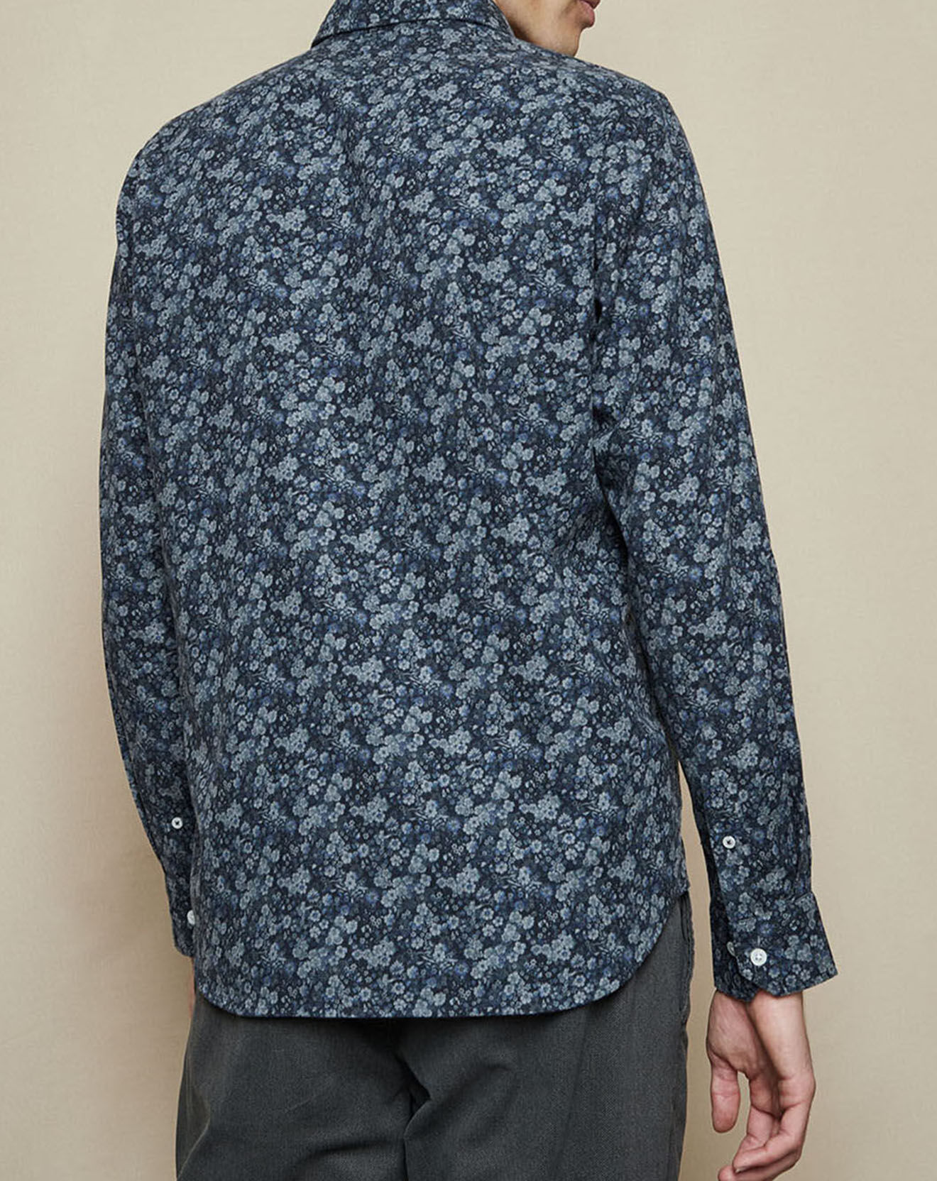 Hartford Chemise Slim Sammy à fleurs gris/bleu