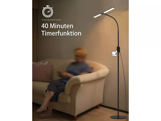 NETTLIFE Lampadaire LED dimmable - Lampadaire de Salon Noir 158 cm Lampadaire Tactile Moderne 9 W avec minuterie et Fonction mémoire Lampadaire